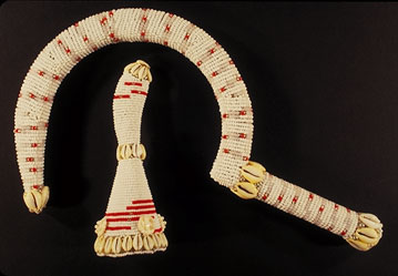 Sickle and agogó (bell) for Obatalá. Carlos Leon. Loaned by Eunice Pereira.