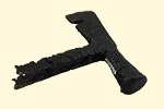 Lath hatchet. 17th century. 15.0 x 15.1 cm. Institute of Jamaica, 1997/1326. The two sides of this tool were used for cutting and hammering laths (strips of wood) for constructing walls and roofs.